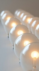 Wall Mural - Decorative light bulbs illuminate a modern indoor space with a warm glow and captivating design details