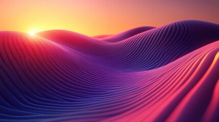 Wall Mural - Sunset over abstract purple hills, digital art, website banner