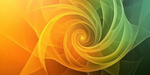 Poster - Abstract Swirling Orange Green Fractal Design