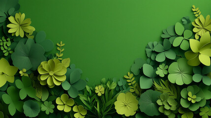 Wall Mural - golden frame with green leaves