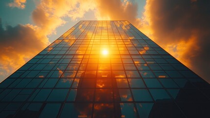 Wall Mural - Sunset Skyscraper Reflection Cityscape