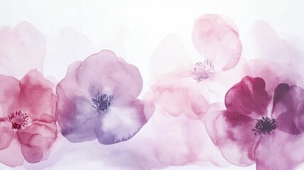 Poster - Colorful watercolor blooms create a serene atmosphere with soft petals and gentle hues in a delicate floral arrangement. Generative AI