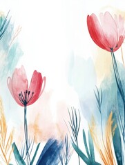 Leinwandbilder - Delicate watercolor illustration of blooming flowers in a serene setting surrounded by soft hues. Generative AI