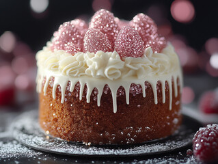 Wall Mural - cake with cream and strawberry