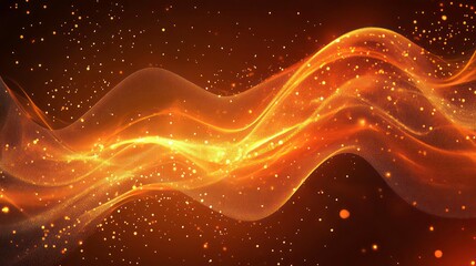 Wall Mural - abstract orange background with glowing lines and shapes.