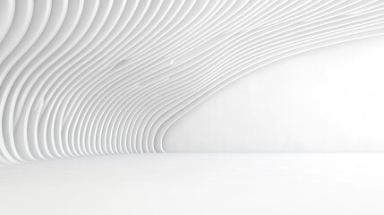 Wall Mural - White curved wall interior design, empty space, modern architecture background