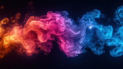 Poster - Colorful smoke swirls, dark background, abstract art, design element