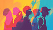 © mahamad - Colorful silhouettes of teenagers for an International Youth Day banner using generative AI.
