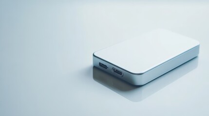 Wall Mural - Isolated image of a portable charger on a clean white surface, perfect for travel tech accessory promotions.