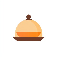 Wall Mural - Food serving dish with dome lid. Restaurant catering, dining. Minimalist icon