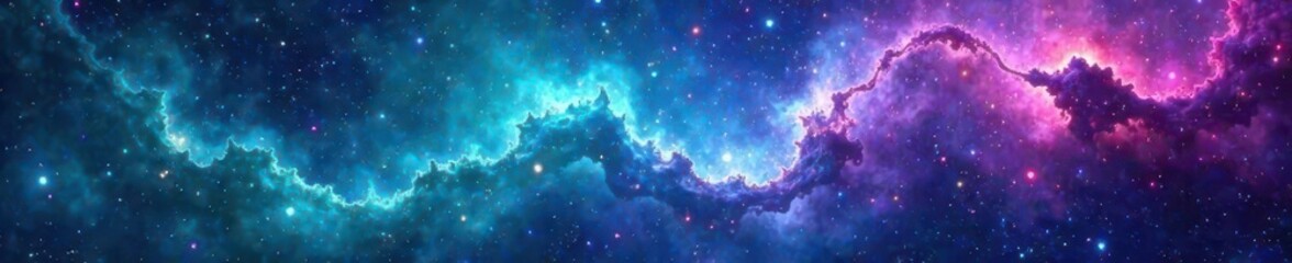 turquoise and amethyst nebula tendrils stretching, astronomy, space