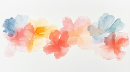 Aufkleber - Colorful watercolor illustration of delicate flowers in a soft arrangement with pastel hues in a serene background. Generative AI
