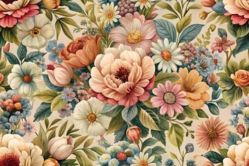 Enchanting Watercolor Floral Pattern – A Seamless Fusion of Vintage Elegance and Modern Charm
