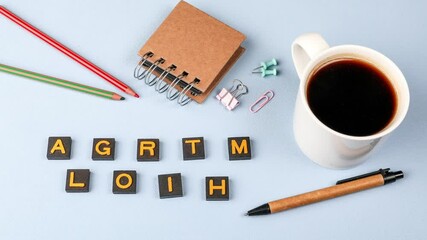 Wall Mural - algorithm. text formed from moving letters, stop motion, 4k
