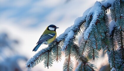 Wall Mural - great tit bird animal, AI generated