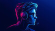 © Isaiah - Vibrant Neon Gaming Headset: Trendy Blue and Pink Design for Gamers, Young Adults, and esports Enthusiasts in an Immersive Digital Art Experience with Stylish Technology and Youth Culture Elements