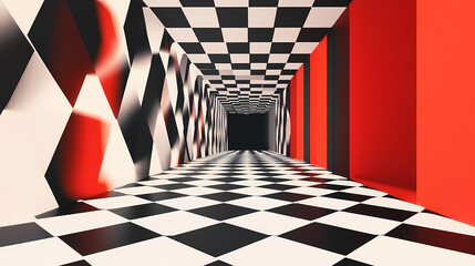 Wall Mural - geometric optical illusion patterns, playing with perception and creating dynamic, mind-bending visu