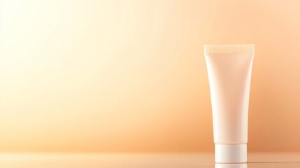 Aufkleber - A stylish white cosmetic tube positioned on a reflective surface highlights the sleek design against a gradient backdrop that blends light beige to white