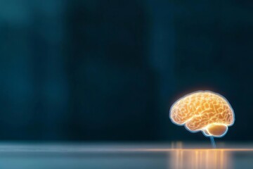 Leinwandbilder - Close-up view of a glowing human brain with intricate neural patterns merged with a microchip, emitting vibrant light trails that symbolize technological evolution