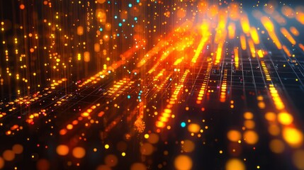 abstract digital data flow, glowing lines, network
