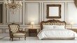 © Sam-th - Elegant Luxury Bedroom Interior with Ornate Furniture and Chandelier Light in Soft Color Scheme