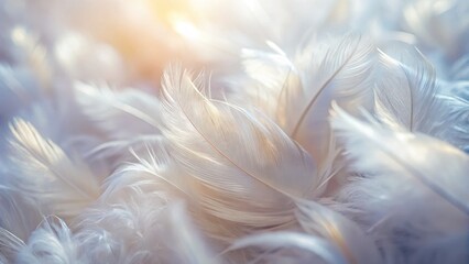 Wall Mural - Soft White Feathers Create a Serene Background With Texture. Generative AI