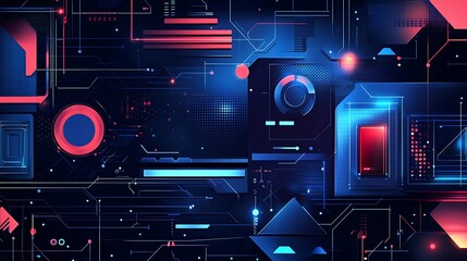 abstract futuristic technology with polygonal shapes on a dark blue background, highlighting digital