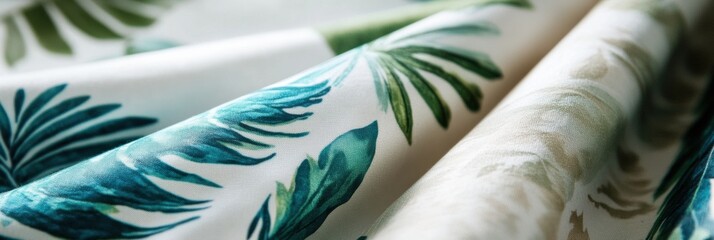 Aufkleber - Vibrant tropical patterns on light summer fabrics perfect for warm weather attire and home decor. Generative AI