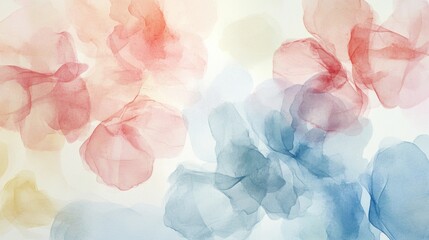 Aufkleber - Beautiful watercolor illustration of soft pastel flowers blending in hues of red and blue on a gentle background. Generative AI