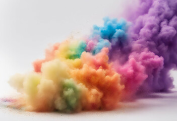 Wall Mural - powder color explosion white background rainbow holi colours colourful fume toxic splash closeup iso