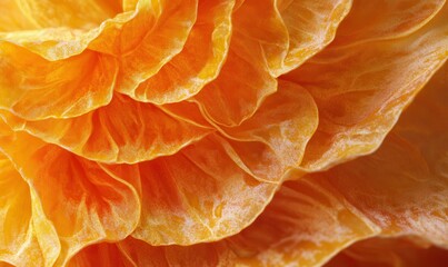 Wall Mural - Close-up of vivid orange marigold petals illuminated by soft golden sunlight, their intricate details captured with precision