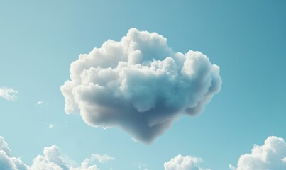 Sticker - Conceptual floating cloud shaped like a heart against a clear blue sky, symbolizing love and freedom.