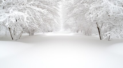 Wall Mural - Snow-covered path through winter forest (1)