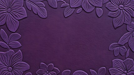 Wall Mural - Purple floral frame, textured background, design template