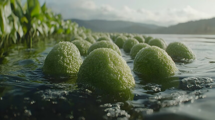 Poster - Lake plants floating, scenic background