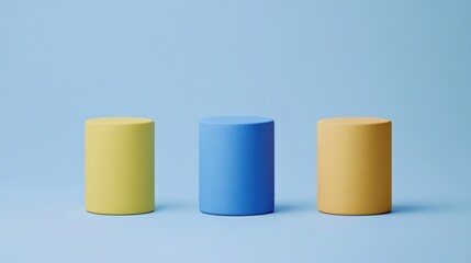 Sticker - Pastel cylinders on blue background, product display