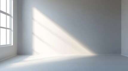 Sticker - Sunlit empty room, white wall, window, corner, design mockup