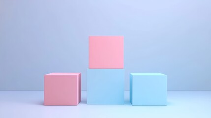 Sticker - Pastel cubes, product display, minimalist studio, blank background, marketing