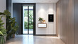 © Kosin - modern entryway featuring minimalist design, smart locks, and greenery. space is bright and inviting, showcasing blend of natural elements and contemporary decor