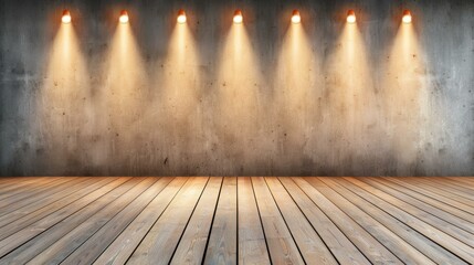 Wall Mural - an elegant gallery space with spotlighting highlights the blank wall, showcasing the beauty of minim