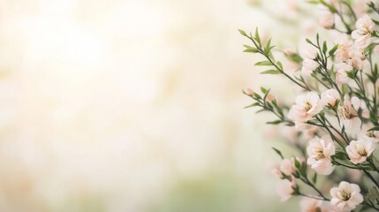 Wall Mural - Peach blossoms spring garden background banner