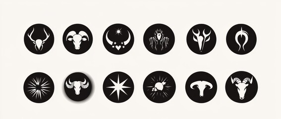 Wall Mural - combining zodiac signs and constellations with ritual astrology and horoscope symbols, incorporating