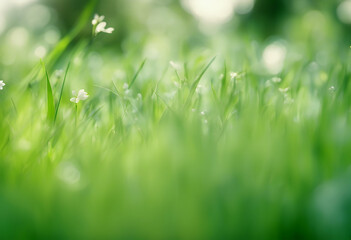 Wall Mural - nature green spring background blur abstract natural bokeh light summer blurred sharpened day sun de