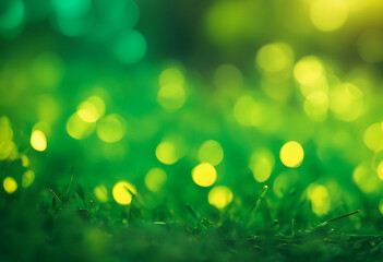 Wall Mural - backdrop yellow background green blurred texture nature natural illustrtion spring glowing abstract lights bokeh glow illuminated defocused meadow sunlight sunshine flora soft season foliage sun