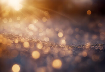 Wall Mural - abstract bokeh light blur background sun white design pattern shiny blue circle decoration sky sunny