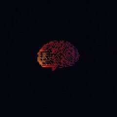Abstract pixelated brain image, digital mind concept.