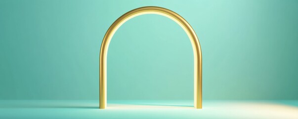 Poster - Gold archway, teal backdrop, product display, minimal