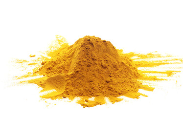 Canvas Print - Turmeric powder pile isolated on white background, side view	