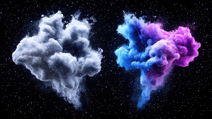 Wall Mural - Cosmic Color Clouds Nebula-like formations against a starry backdrop, ideal for design backgrounds