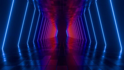Sticker - 3d loop animation, abstract futuristic environment background with colorful glowing neon lights, 4k 
